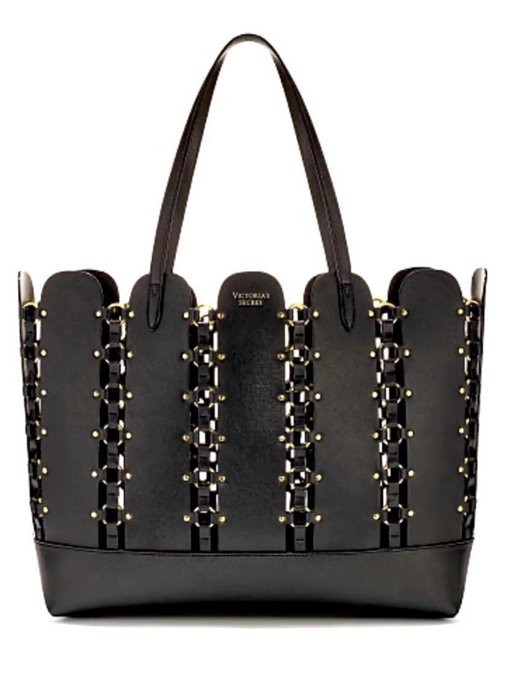Victoria's Secret Black Tote with Gold Stud Accents
